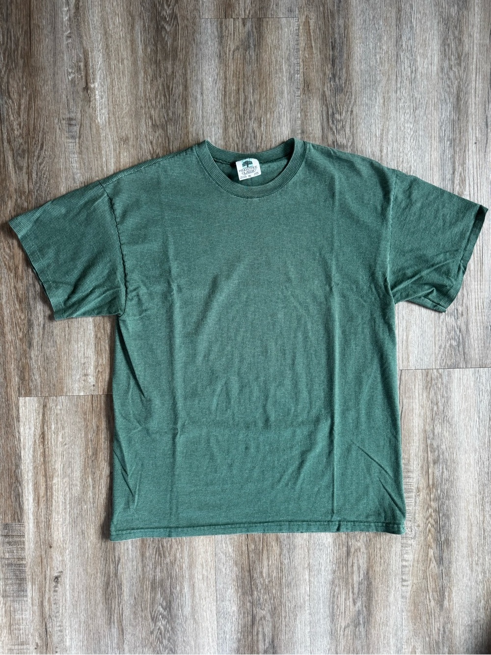 Vintage 90s Kingstree Green Striped Single Stitch T-Shirt - size XLarge